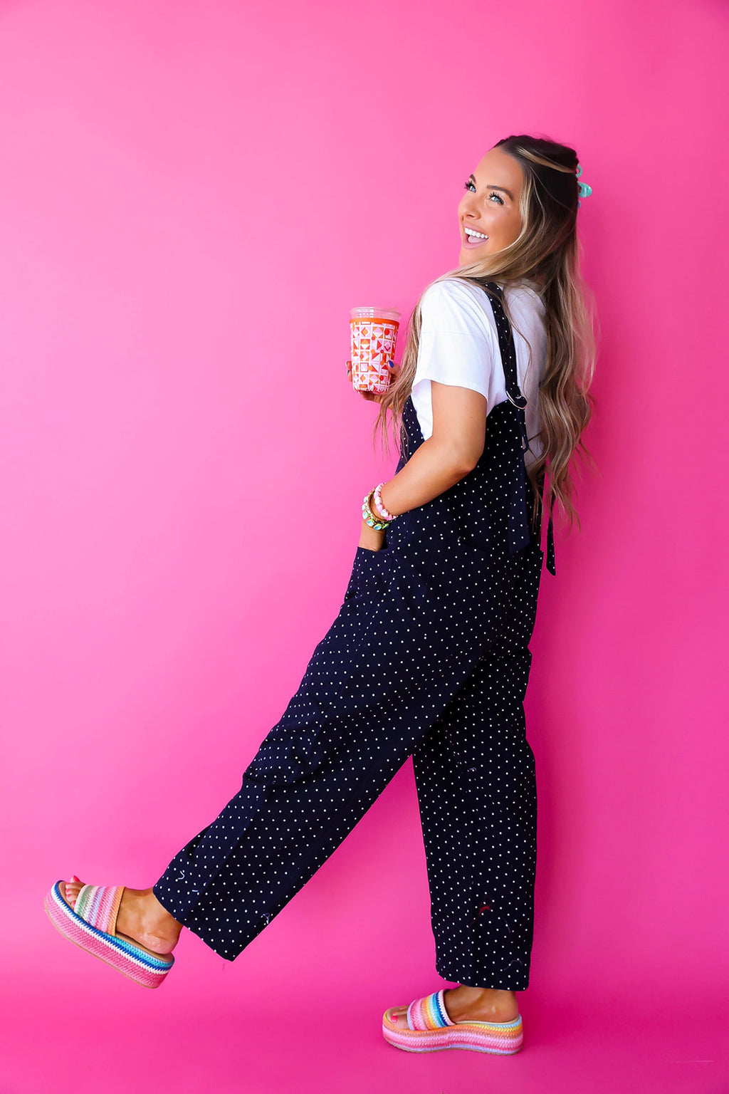School Days Polka Dot Jumpsuit- Navy