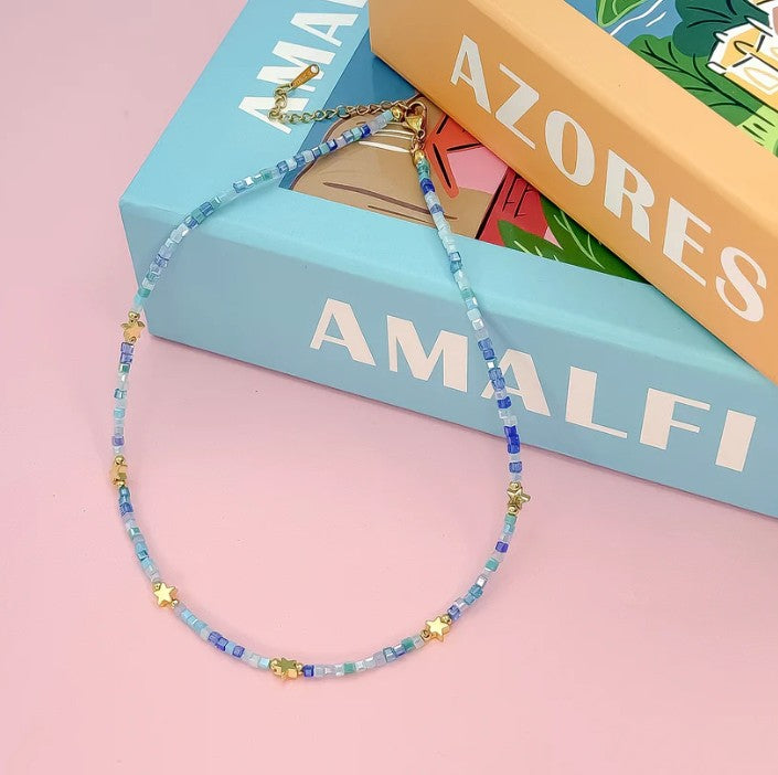 Born To Shine Dainty Star Necklace-Vibrant Blue
