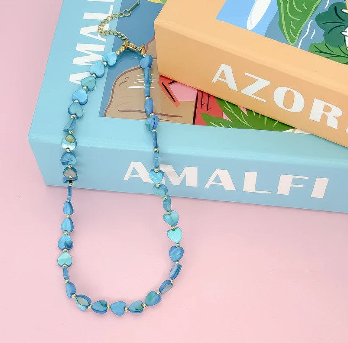Heart Stone Necklace-Blue