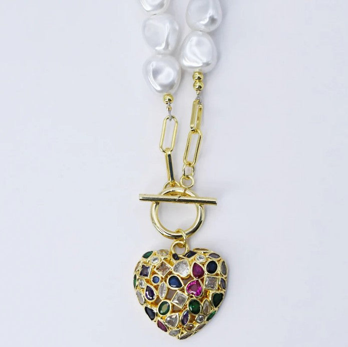 Radiant Pearl Heart Necklace