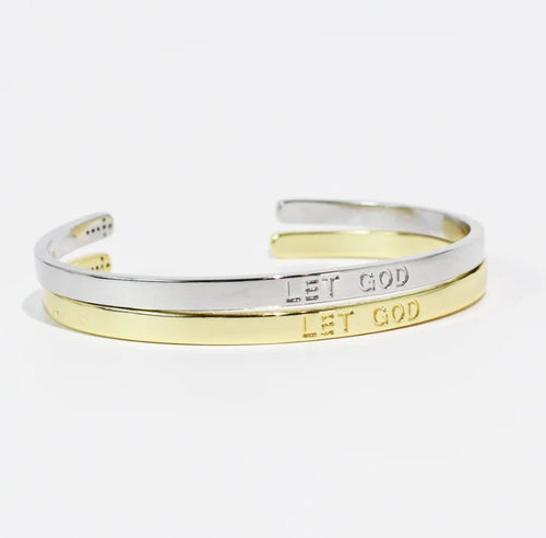 Let God Engraved Bangle-Silver/Gold