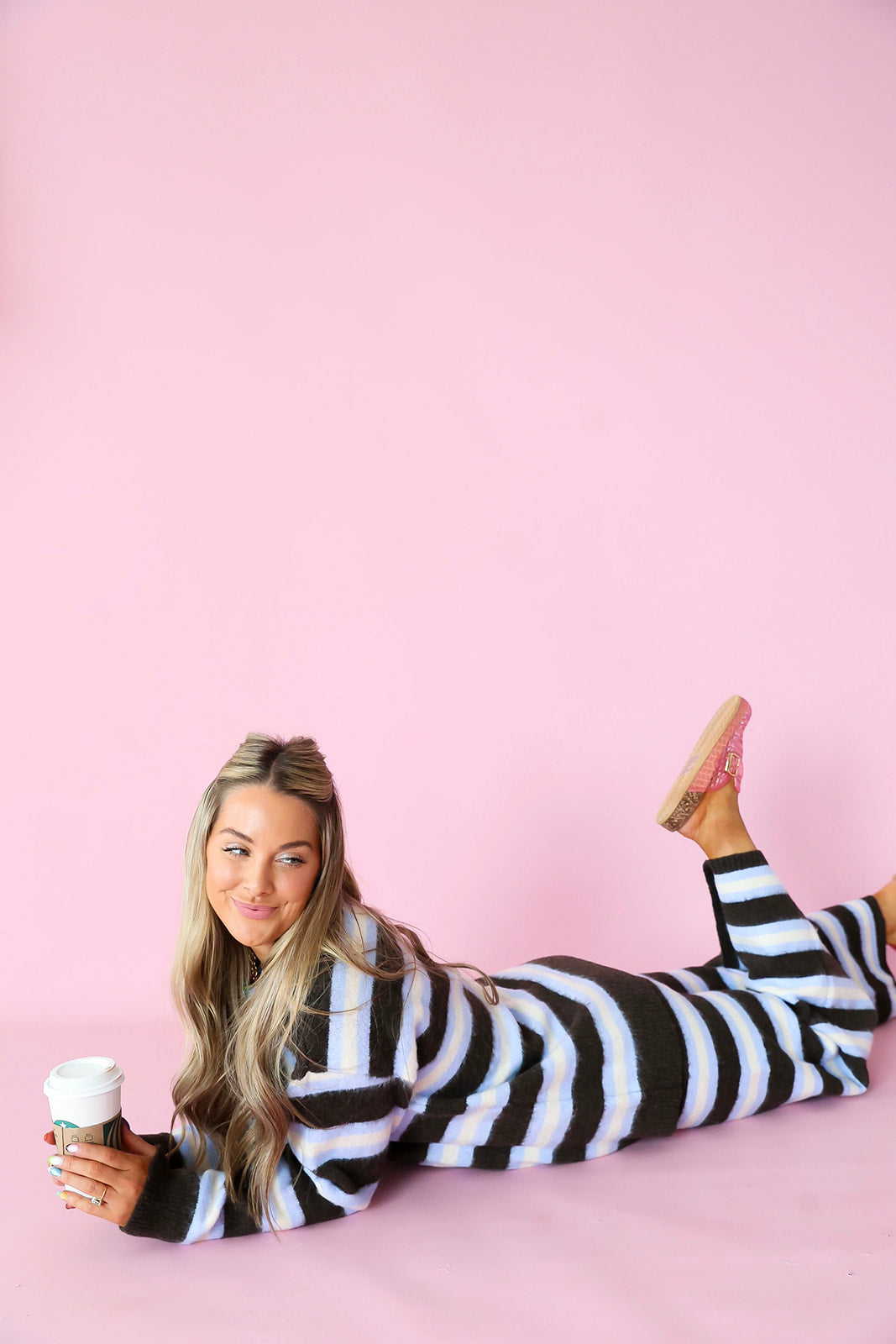 Slow Mornings Sweater Set – Mocha/Blue