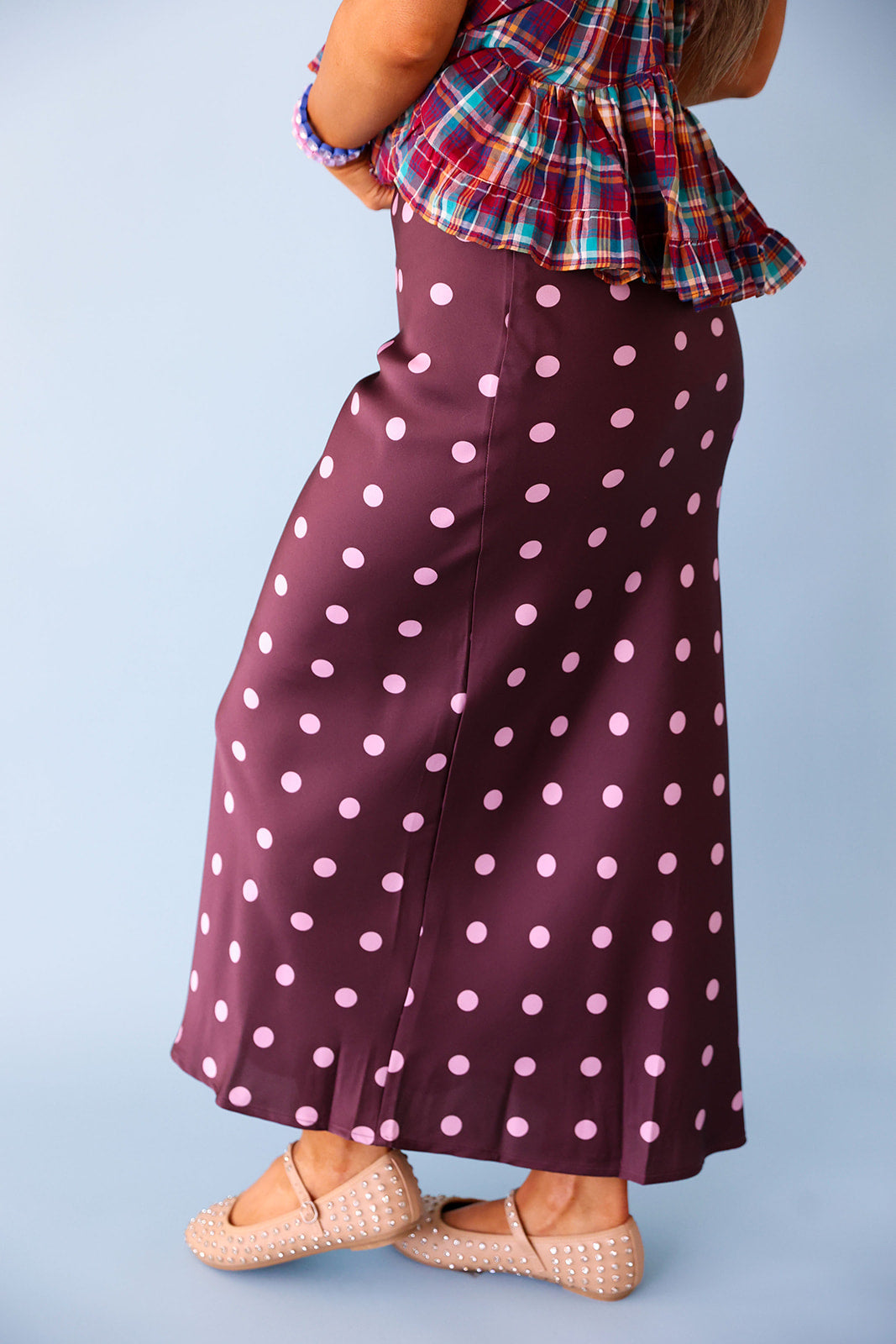 Spotted Out & About Skirt- Plum
