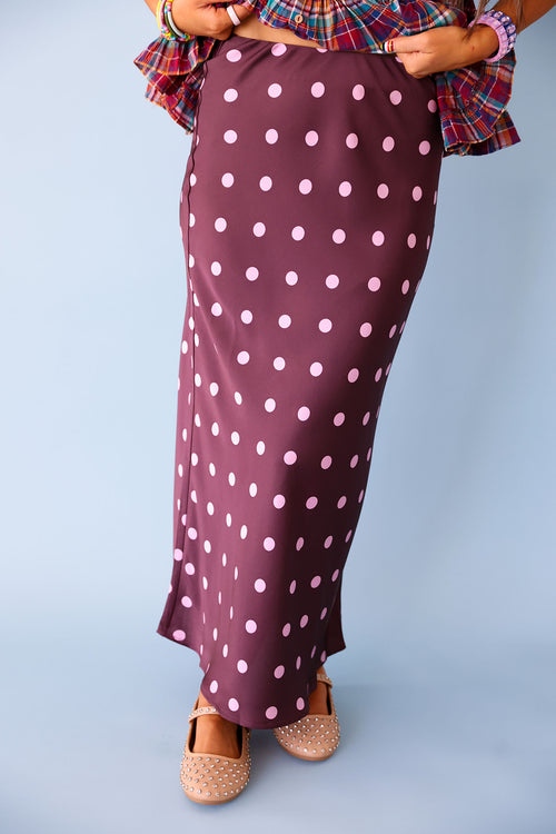 Spotted Out & About Skirt- Plum