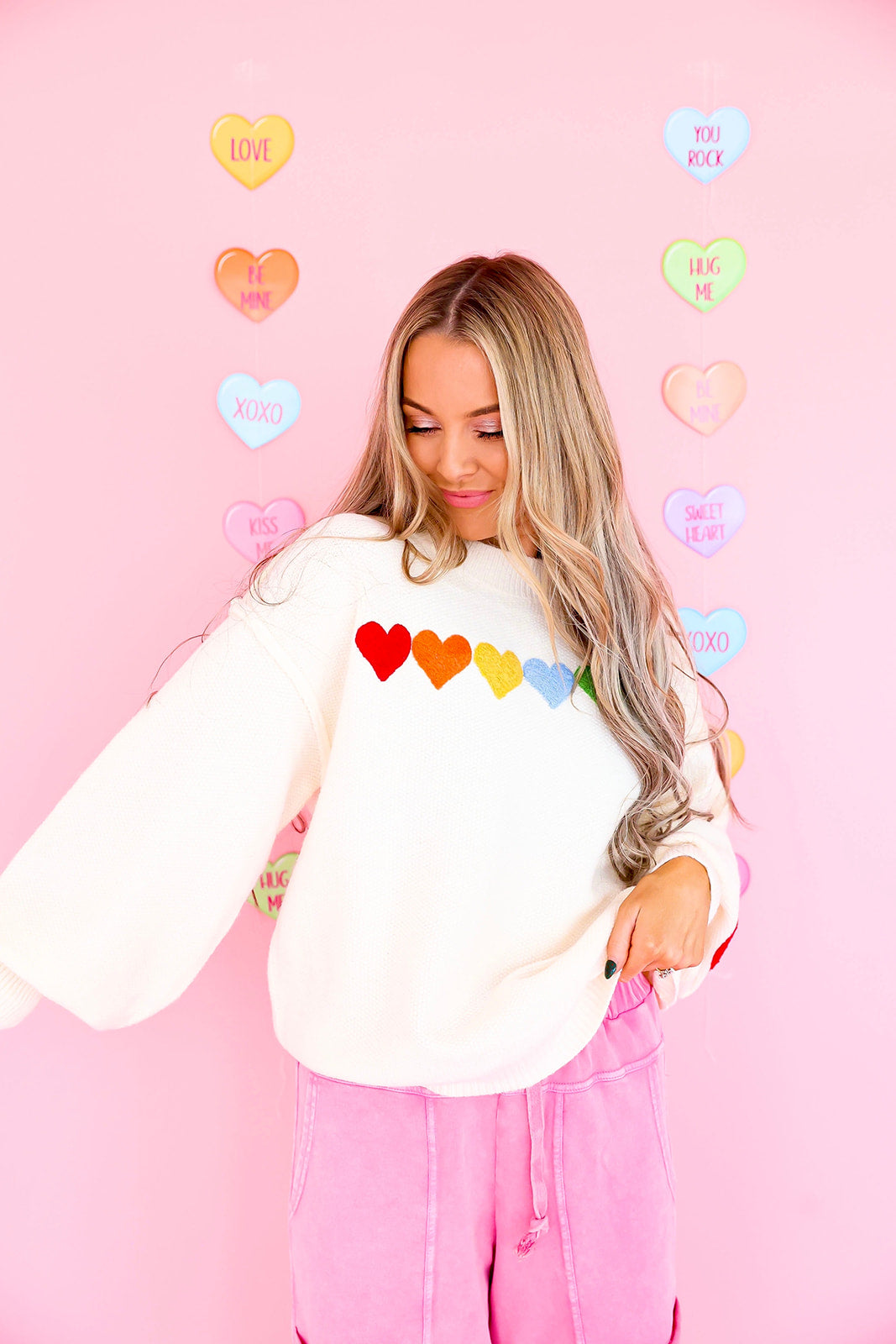 Spread The Love Rainbow Sweater-Ivory