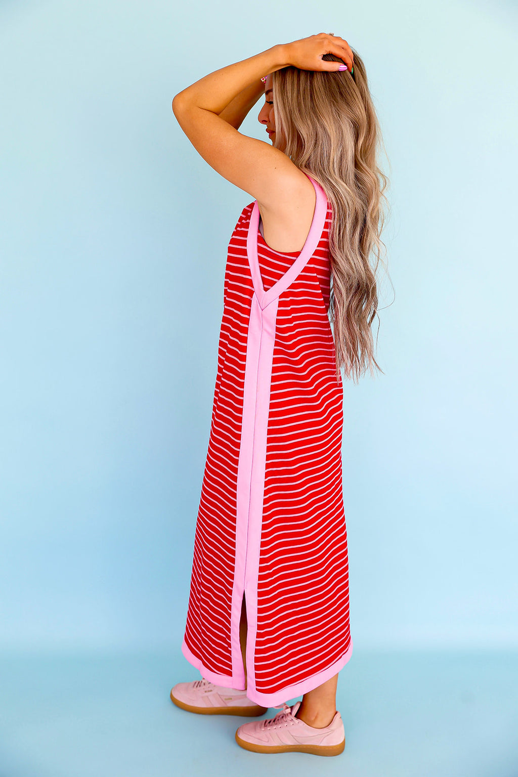 Stripe Season Tank Dress- Red/Pink