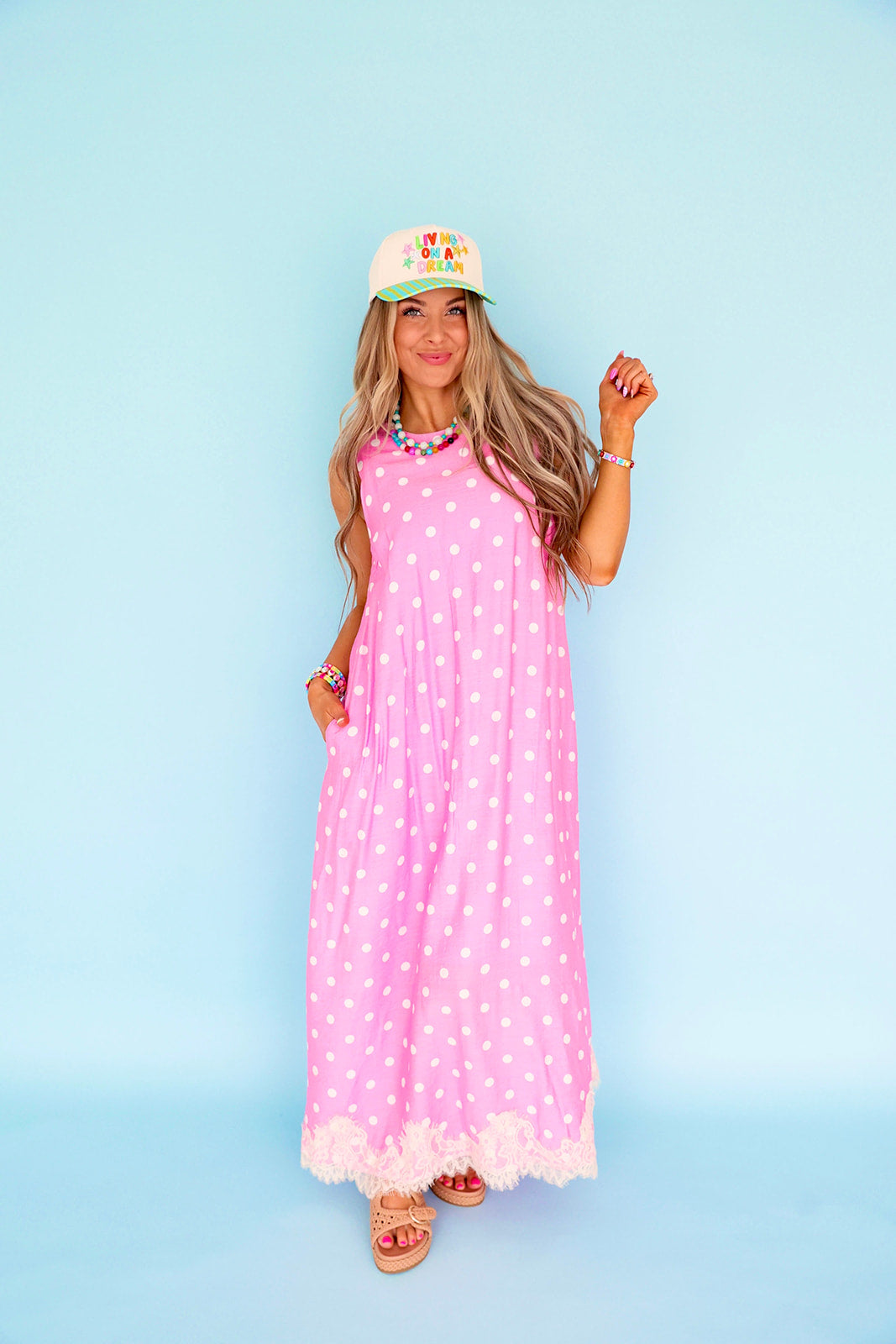 Summer Sprinkle Dress- Pink