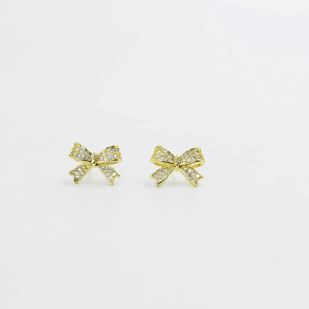 Sweet Rhinestone Bow Studs