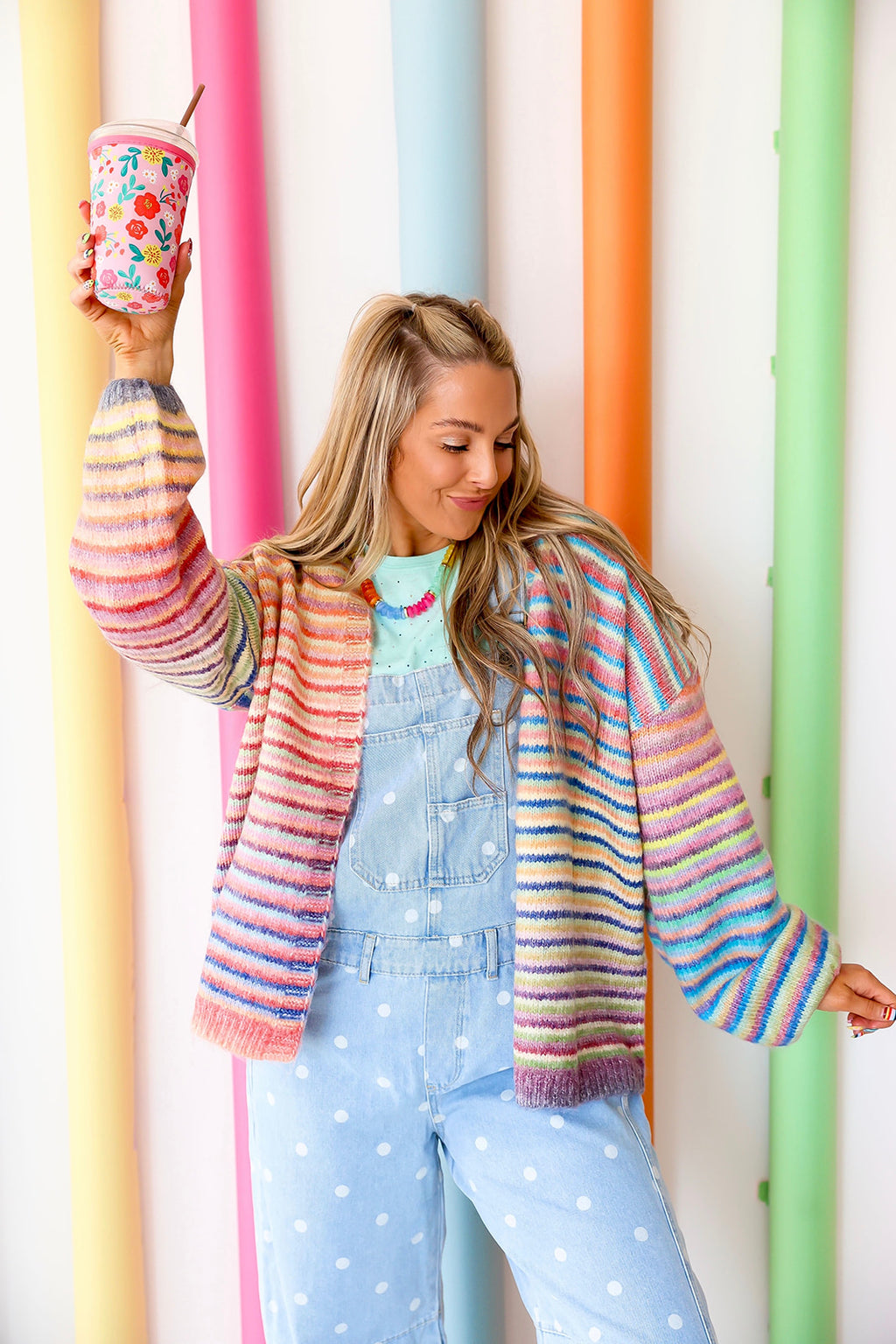 Sweet Talk Stripe Cardigan- Rainbow