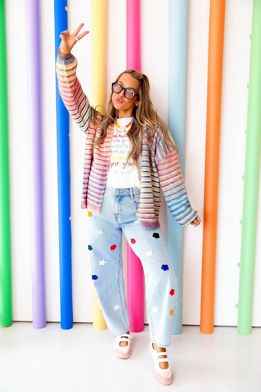 Sweet Talk Stripe Cardigan- Rainbow