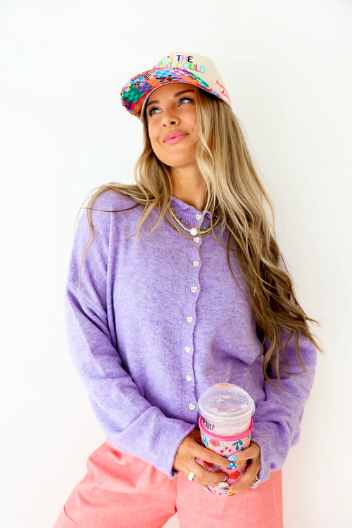 Sweetheart Button Cardi – Lavender