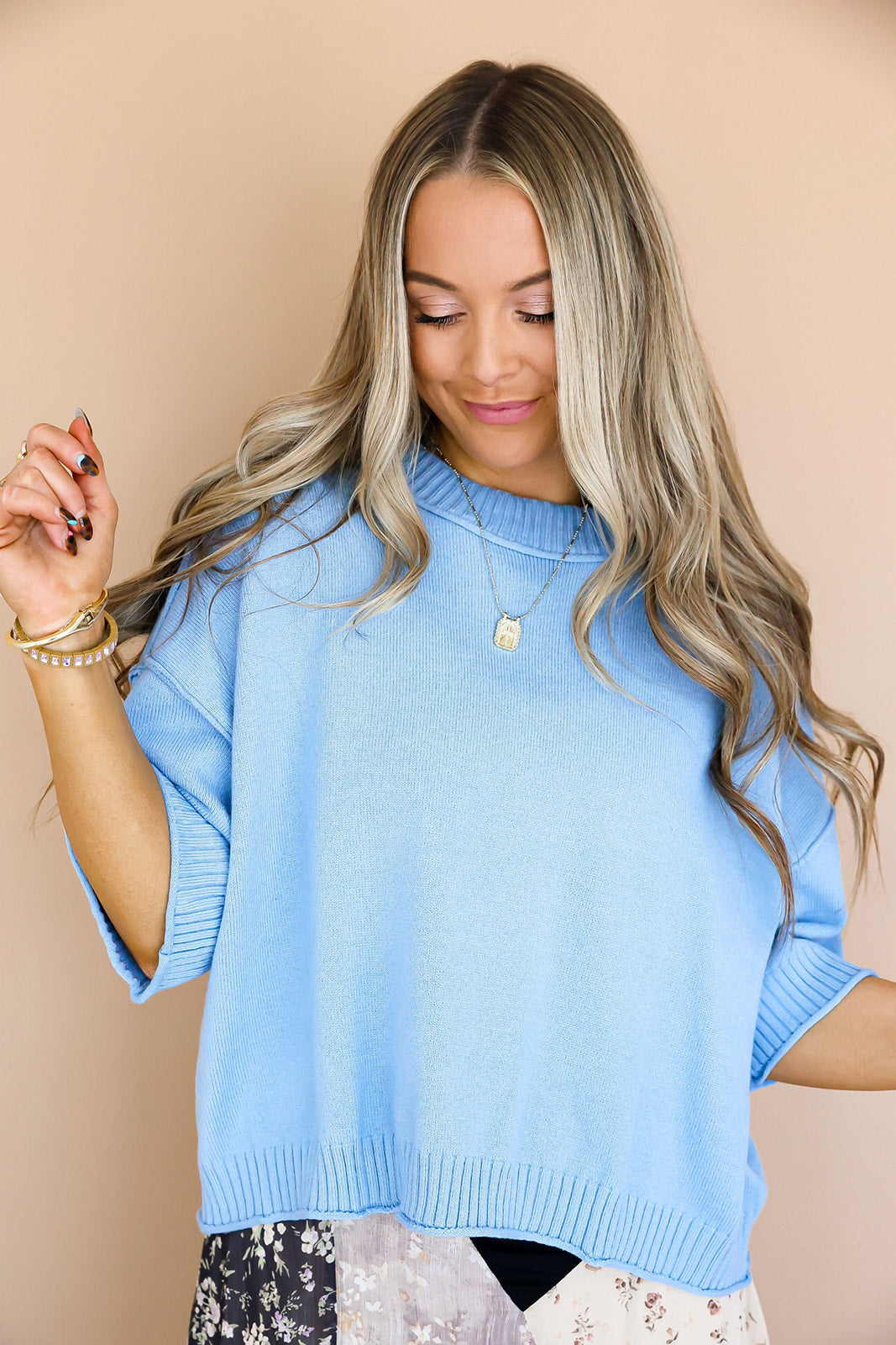 Take It Easy Sweater Top- Blue