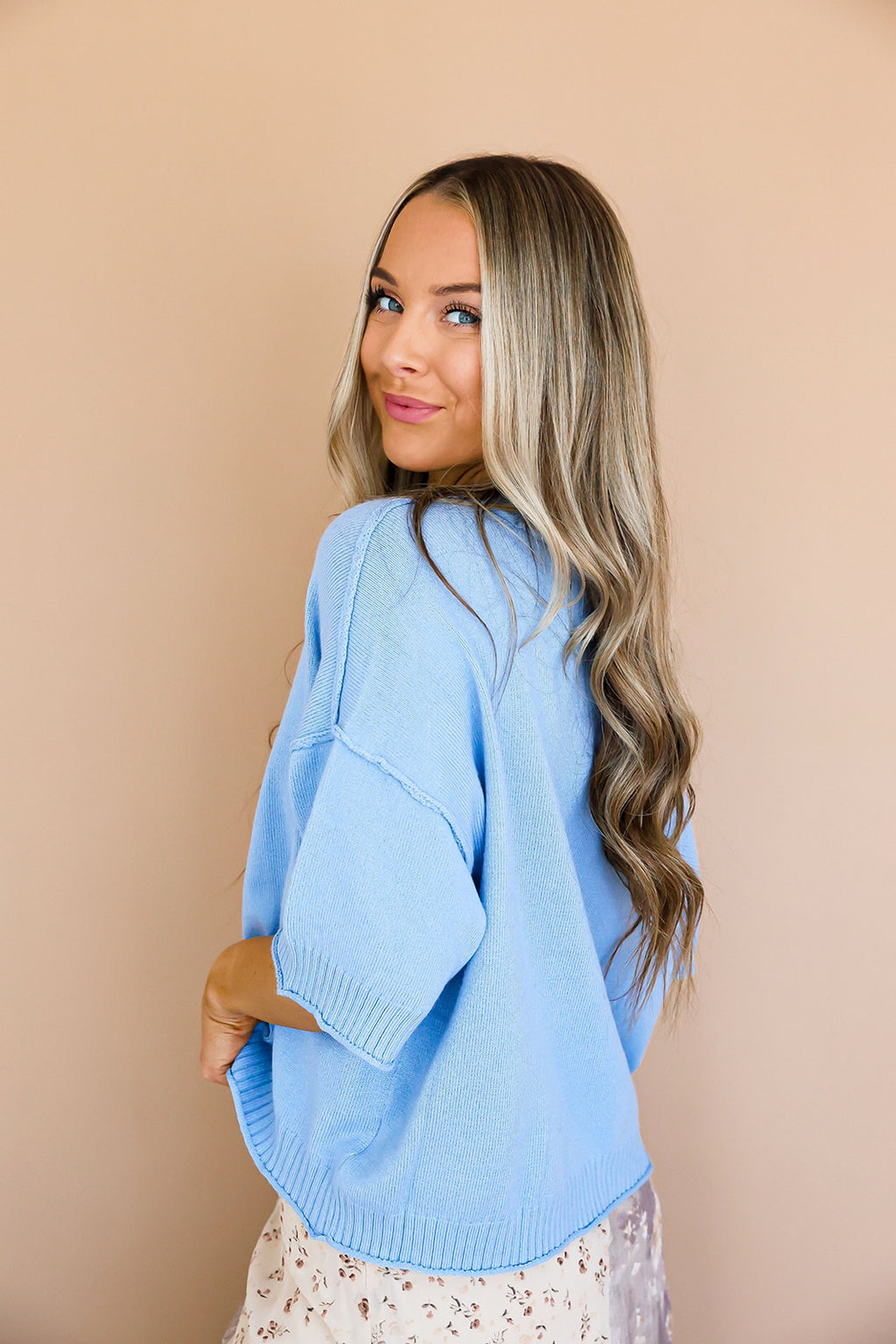 Take It Easy Sweater Top- Blue