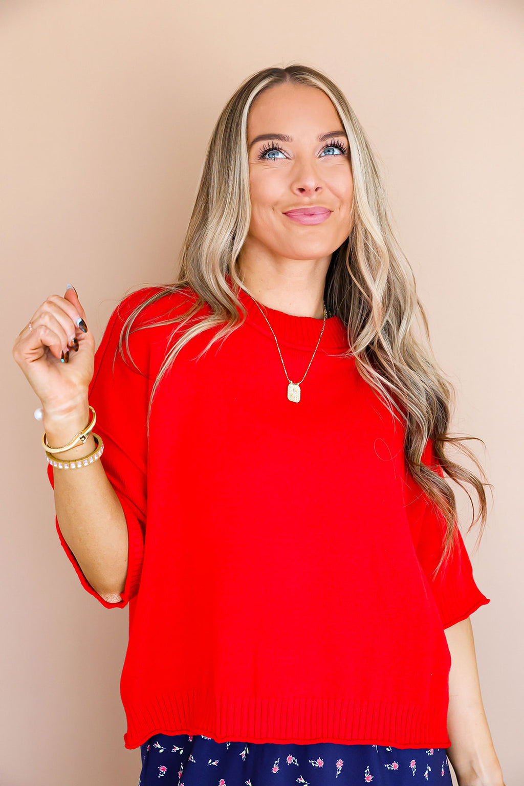 Take It Easy Sweater Top- Red