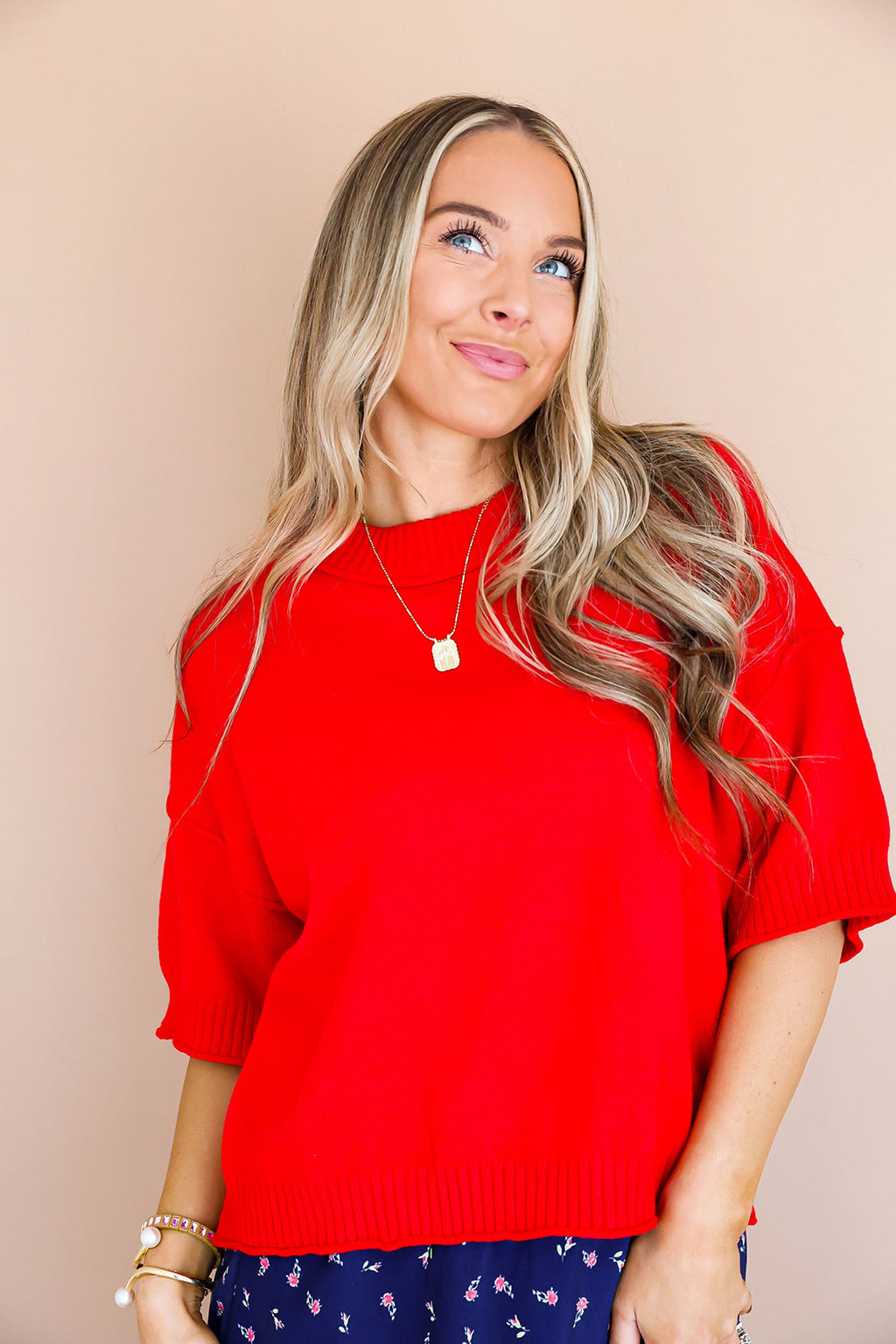 Take It Easy Sweater Top- Red