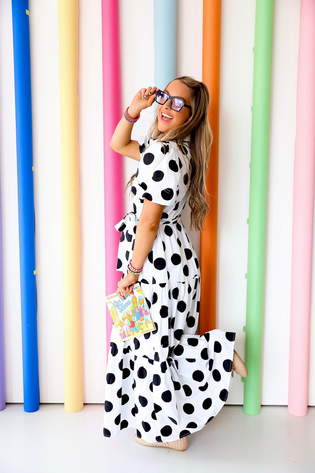 Teacher's Palette Maxi Dress – Black/White Polka Dots