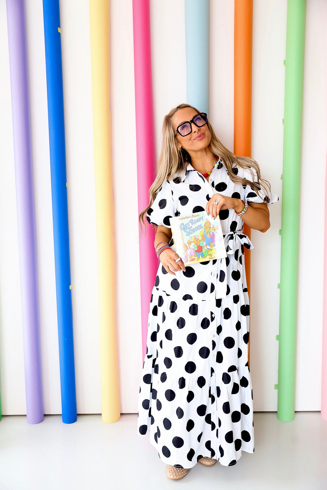 Teacher's Palette Maxi Dress – Black/White Polka Dots