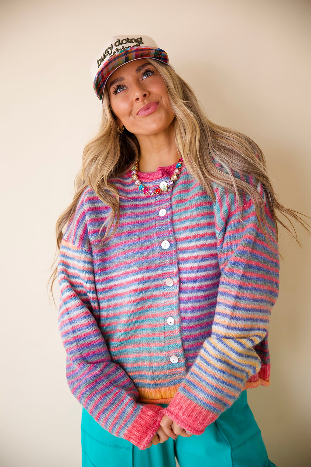 Teal Mix Colorburst Knit Cardigan