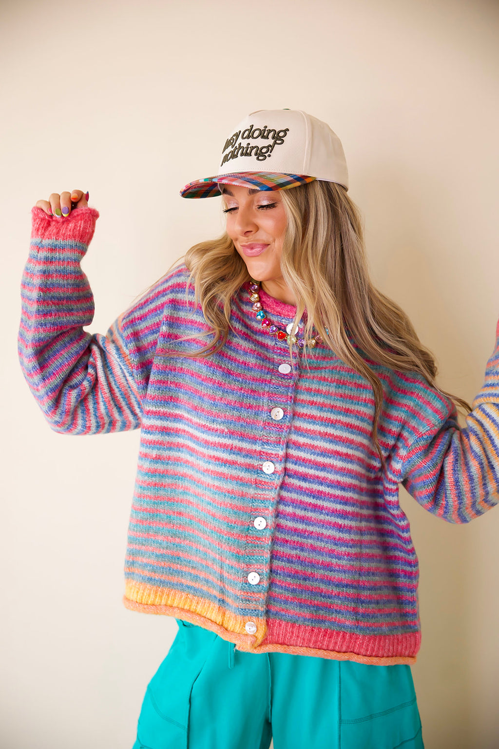 Teal Mix Colorburst Knit Cardigan