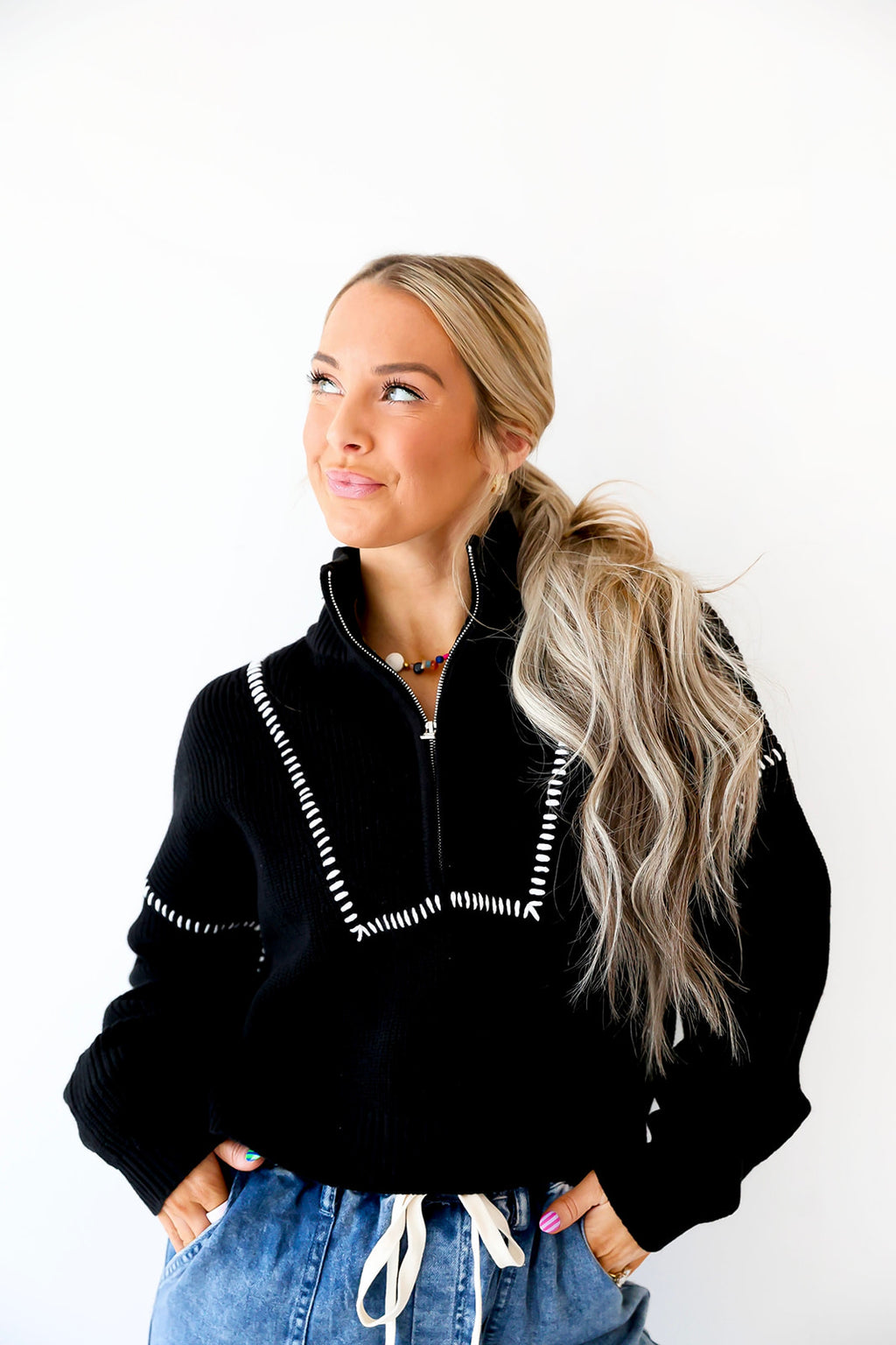 The Contrast Stitch Quarter Zip