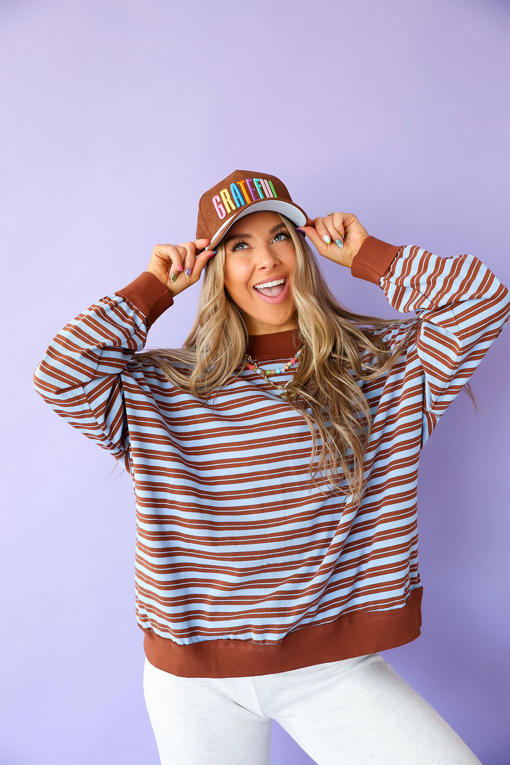 The Daily Dash Stripe Pullover – Blue/Chocolate
