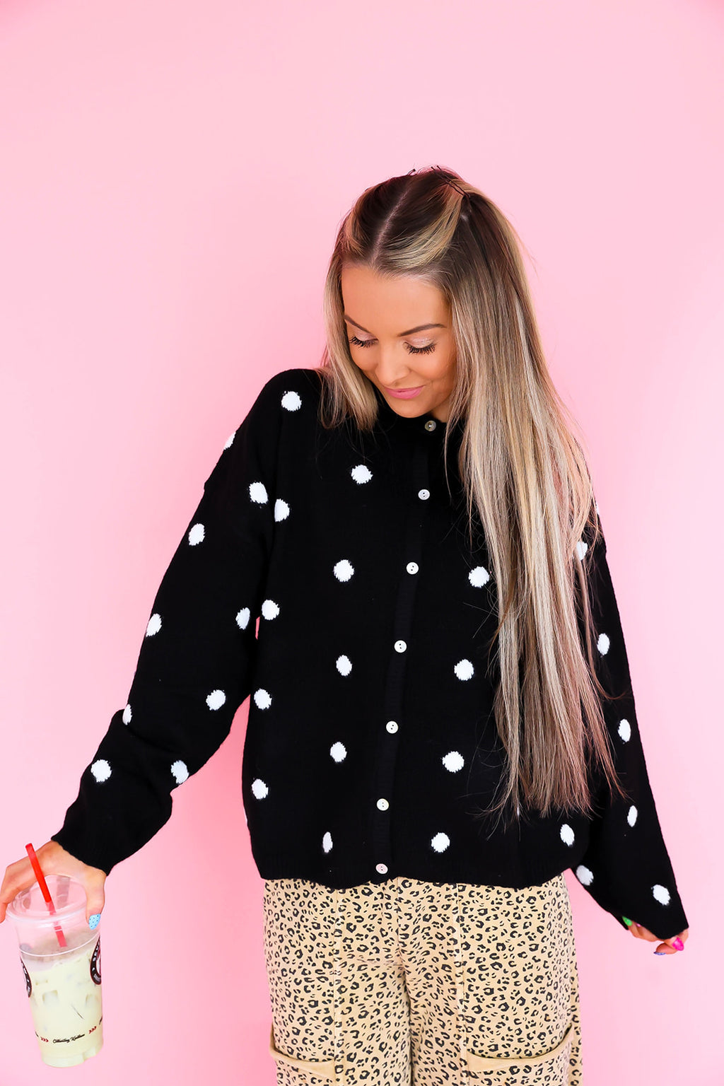 The Smart Cookie Cardigan – Black/White