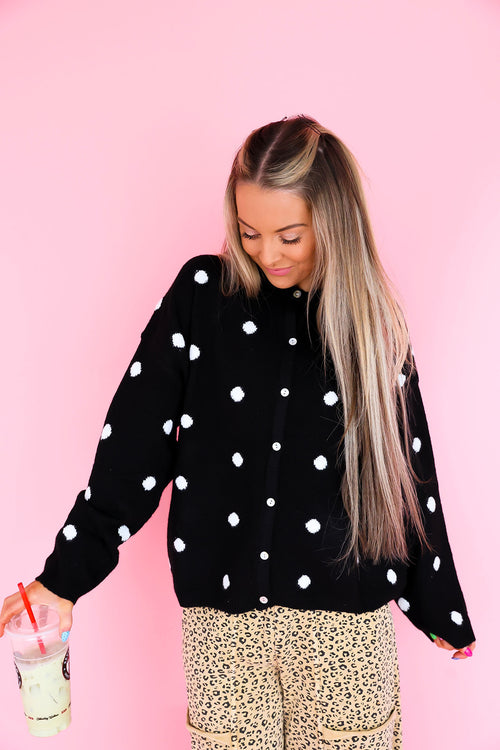 The Smart Cookie Cardigan – Black/White