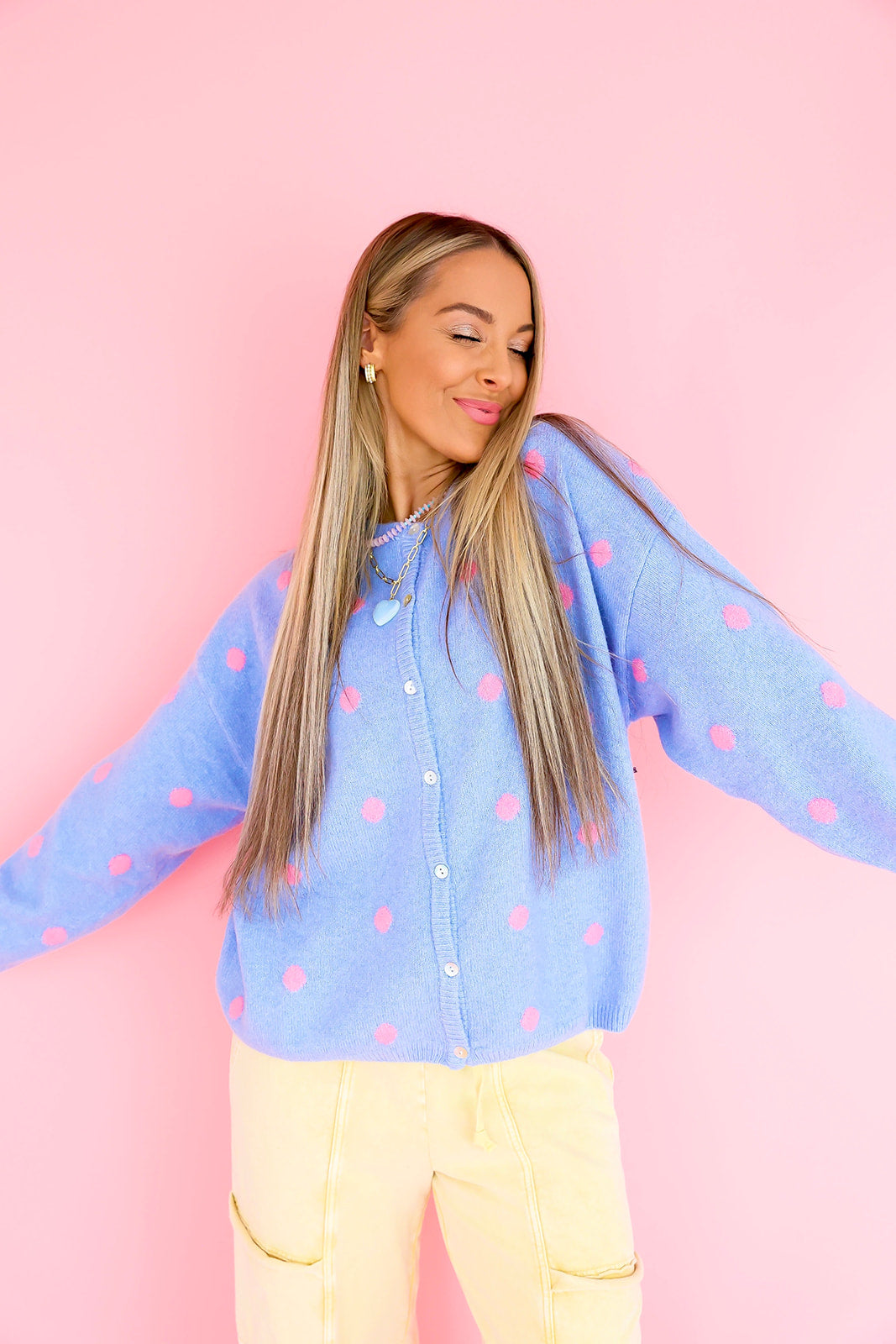 The Smart Cookie Cardigan – Blue/Pink