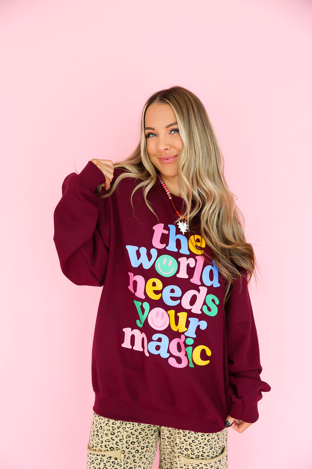 The World Needs Your Magic Crewneck- Maroon *restock*