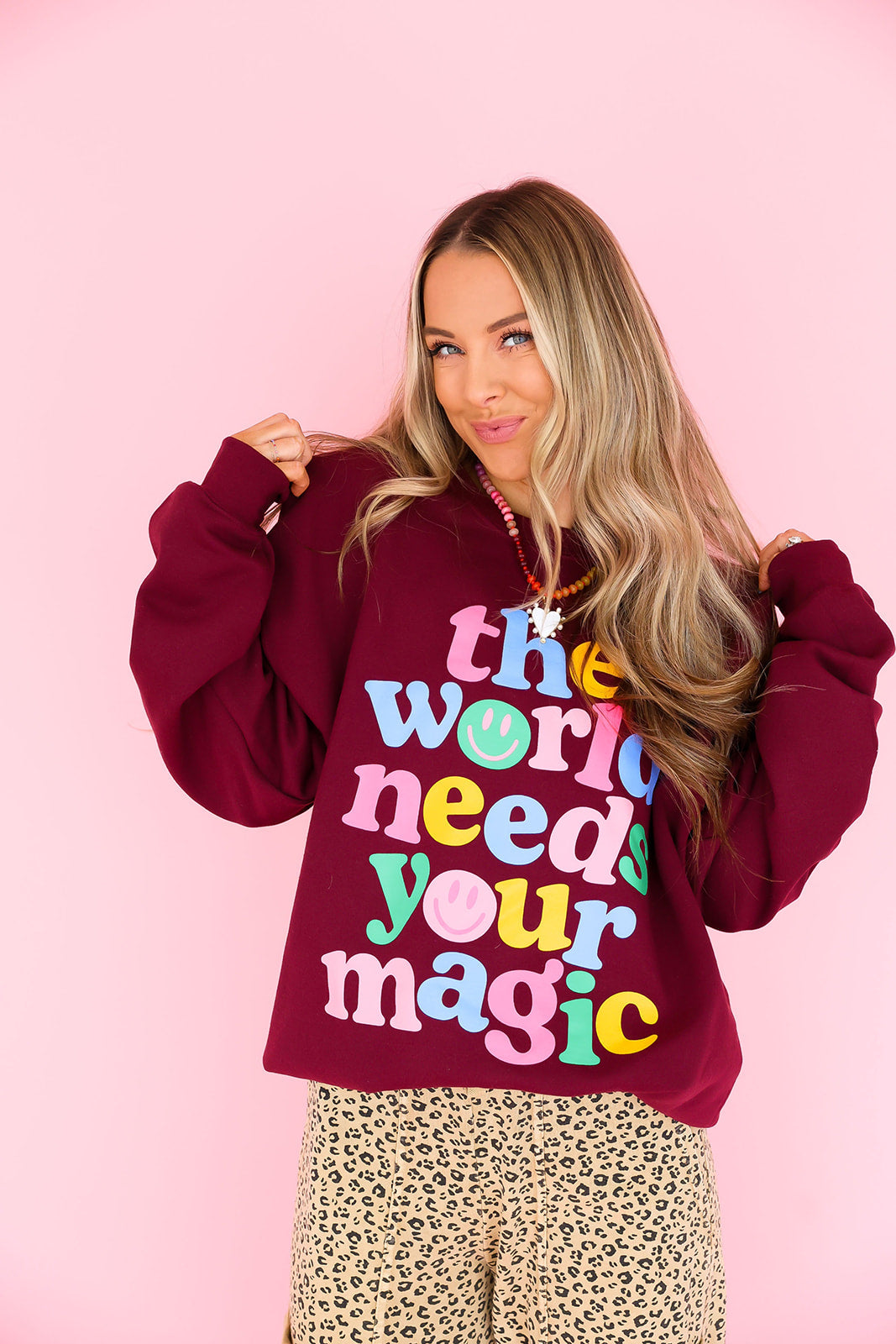 The World Needs Your Magic Crewneck- Maroon *restock*