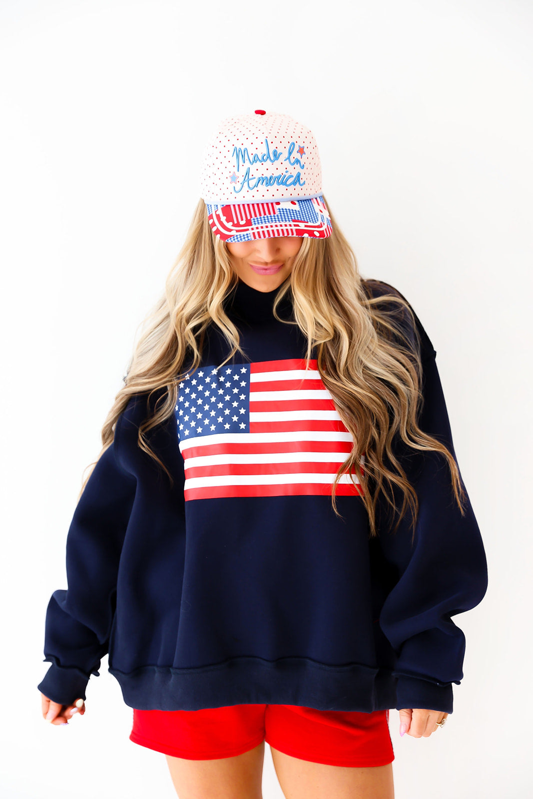 USA/American Flag Reversible Mockneck Pullover