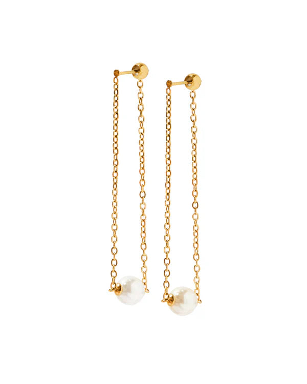 Single Pearl Dangle Earrings