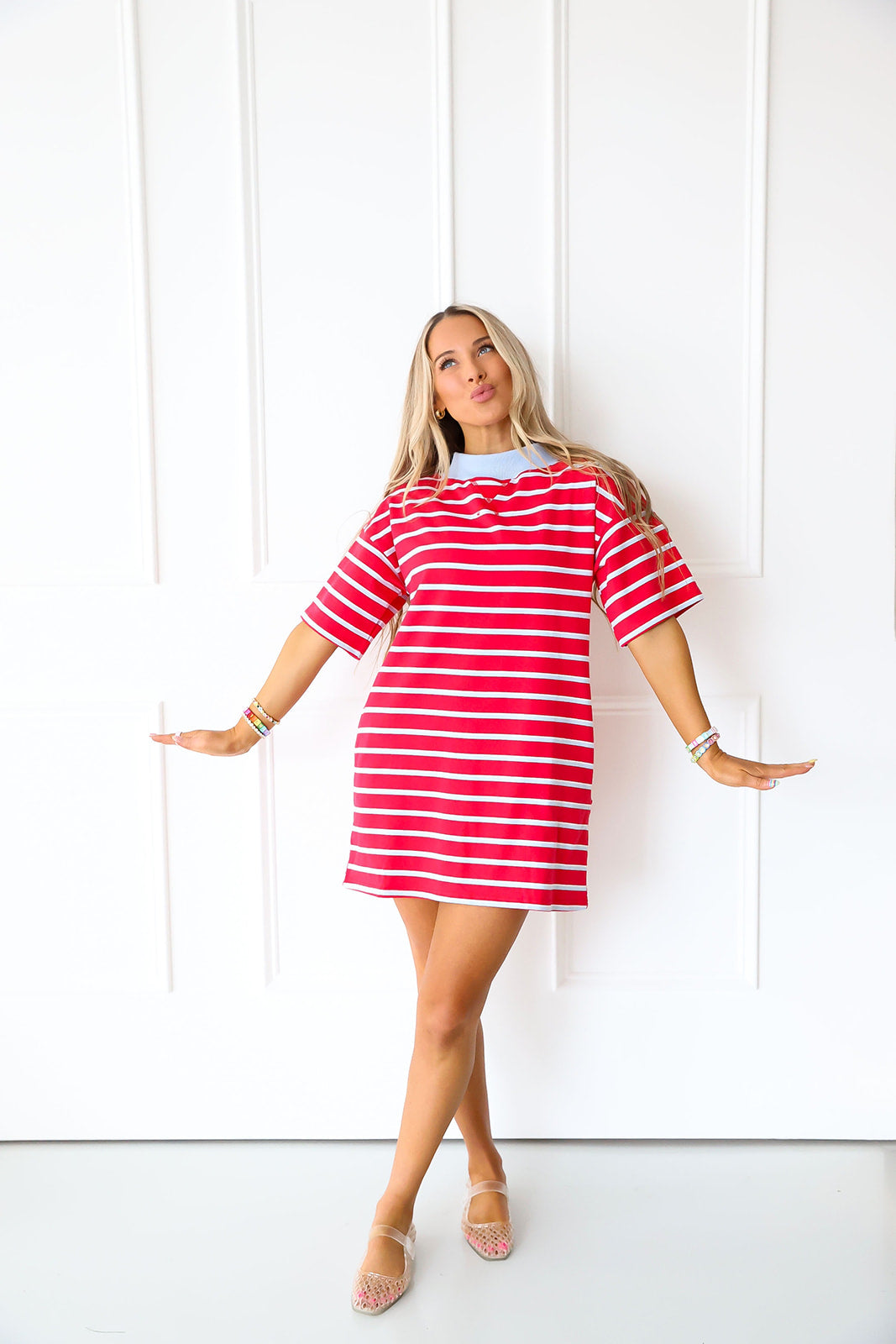 Weekend Away Striped Dress – Red/Blue