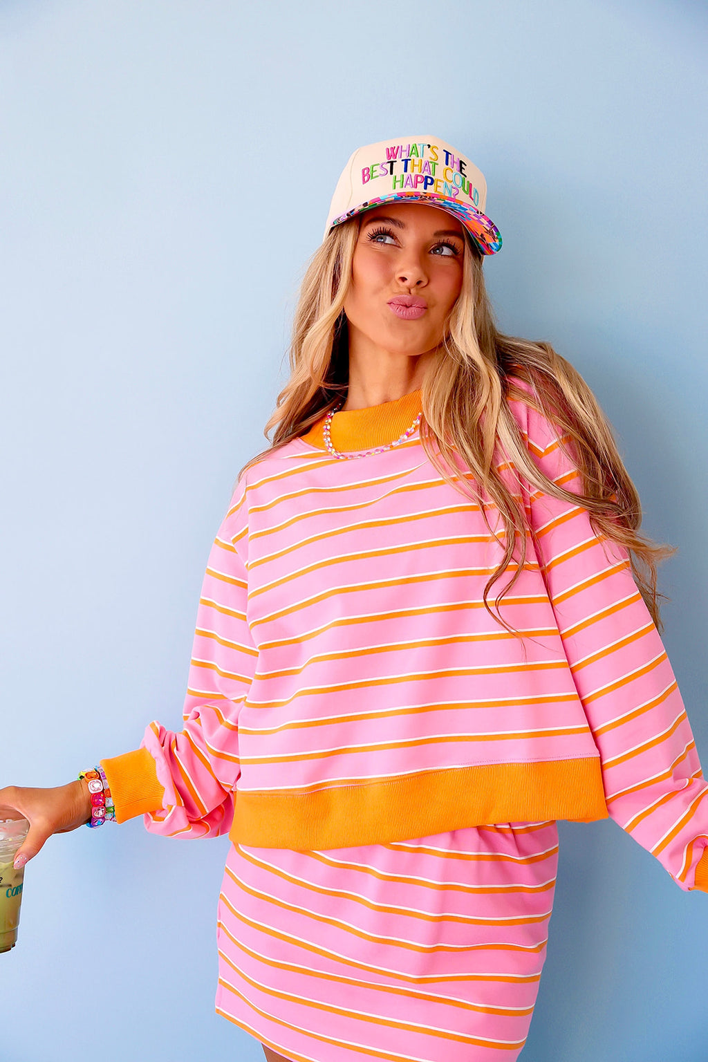 Weekend Away Striped Mockneck- Pink/Orange