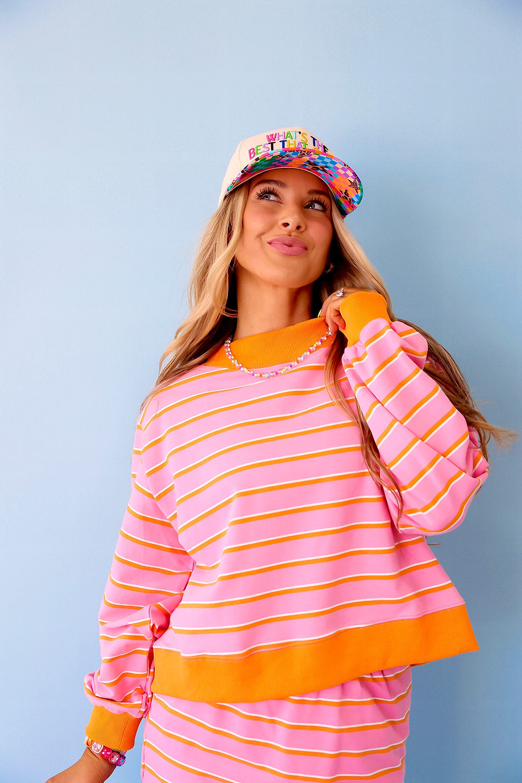 Weekend Away Striped Mockneck- Pink/Orange