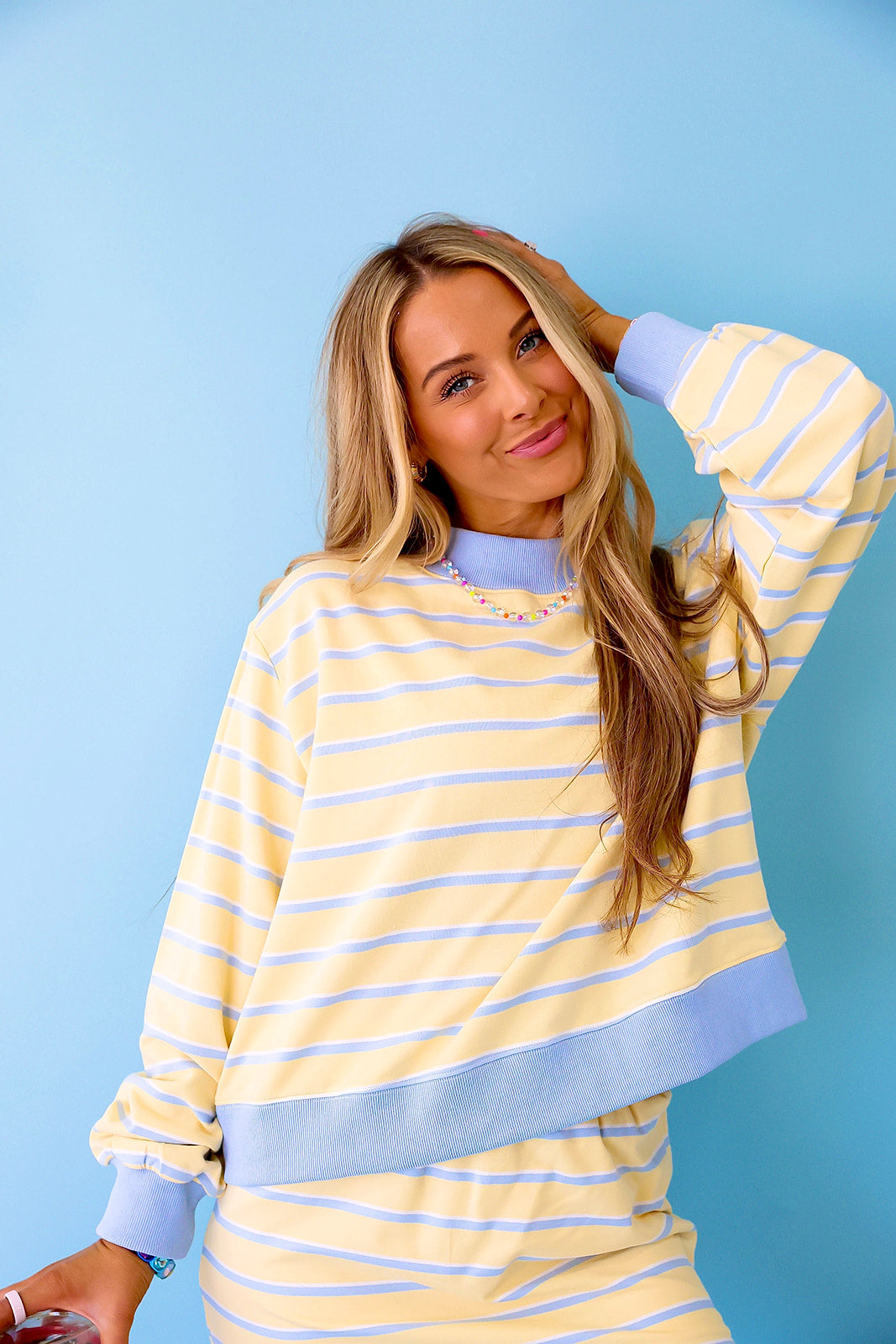 Weekend Away Striped Mockneck- Yellow/Blue