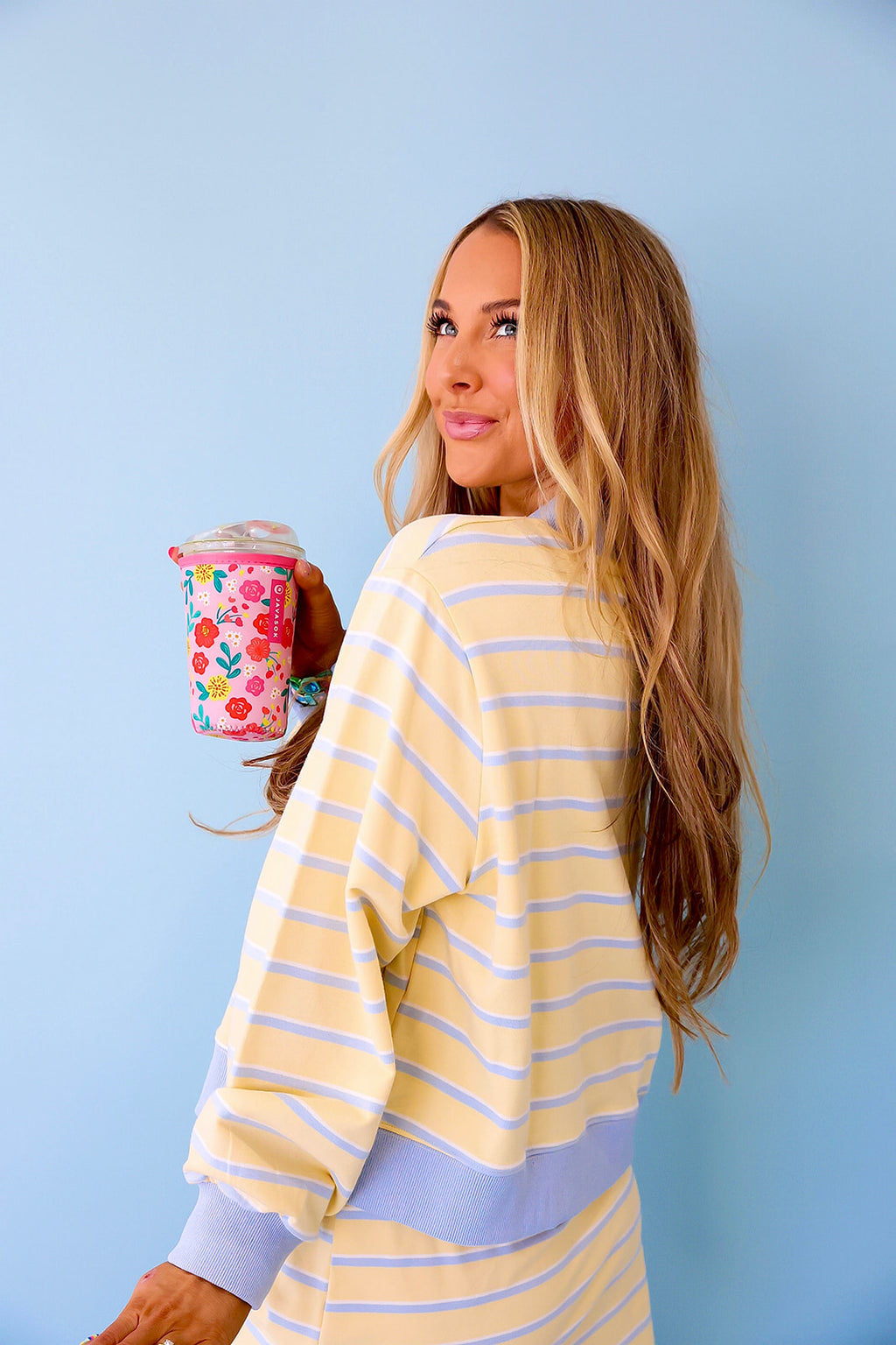 Weekend Away Striped Mockneck- Yellow/Blue
