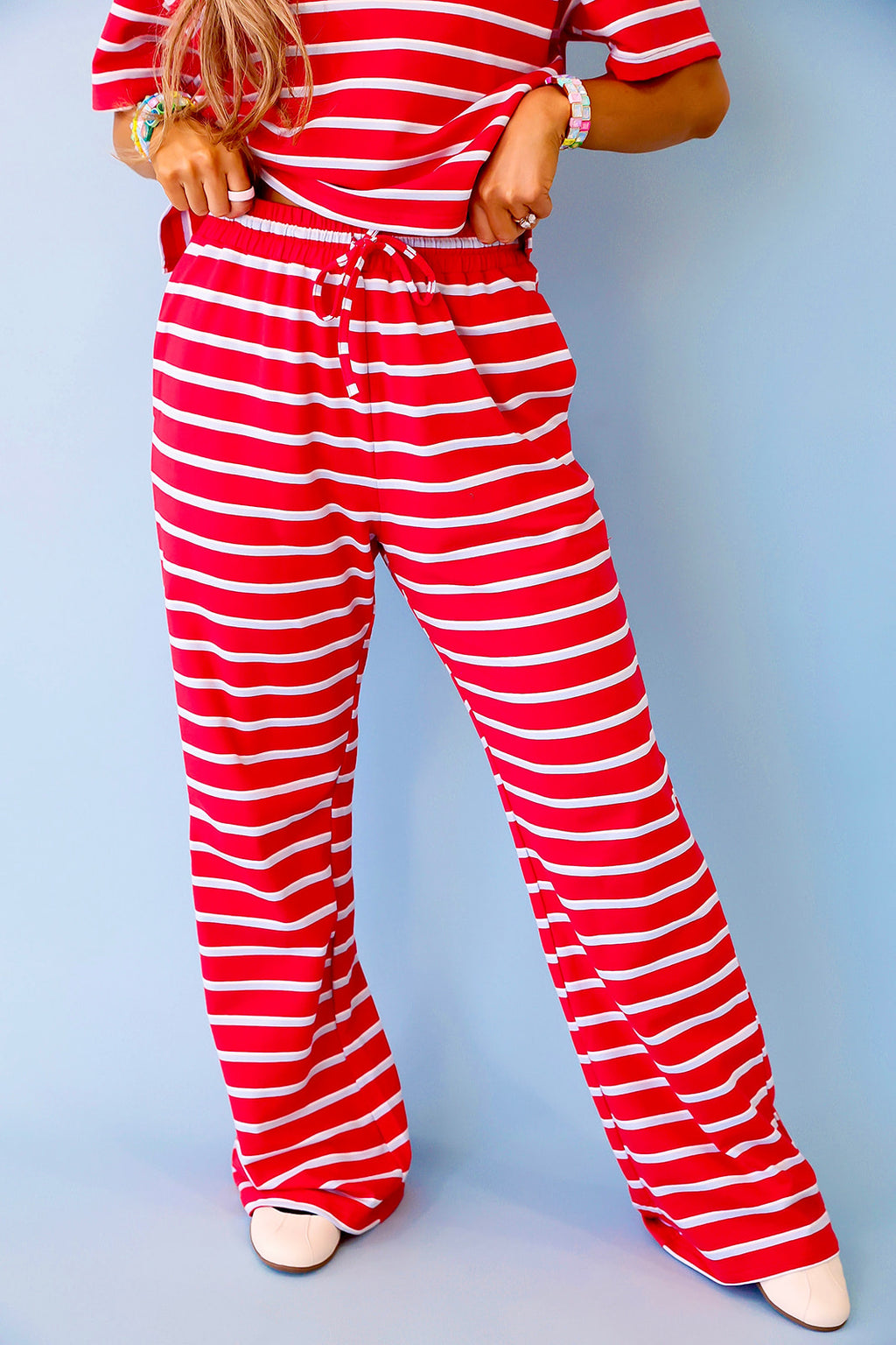 Weekend Away Striped Pants- Red/Blue