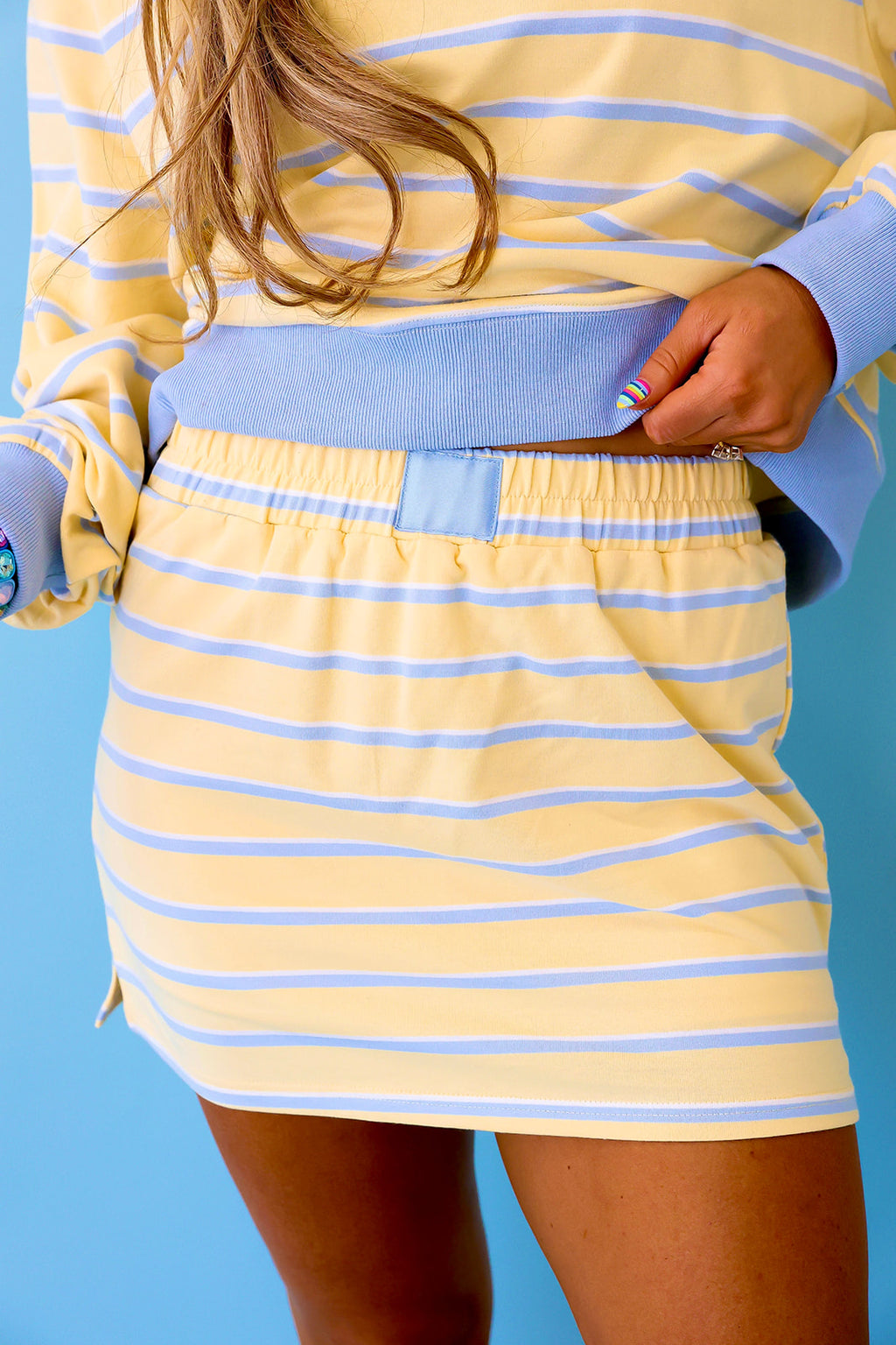 Weekend Away Striped Skort- Yellow/Blue