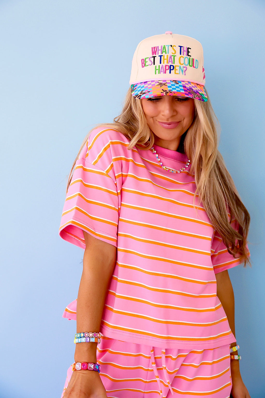 Weekend Away Striped Top- Pink/Orange
