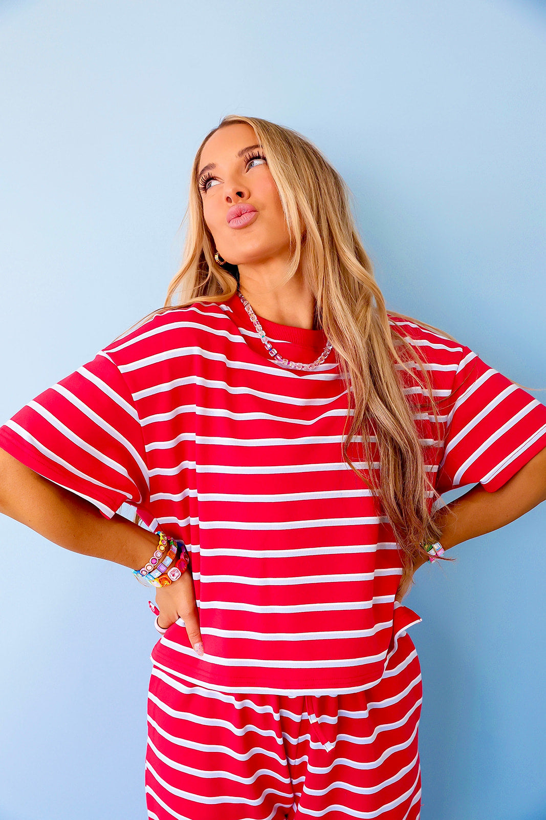 Weekend Away Striped Top- Red/Blue