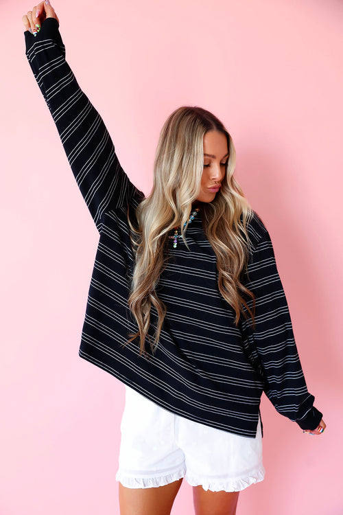 Weekend Lineup Stripe Top – Black