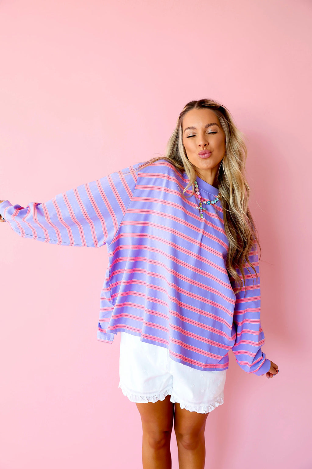 Weekend Lineup Stripe Top – Lavender