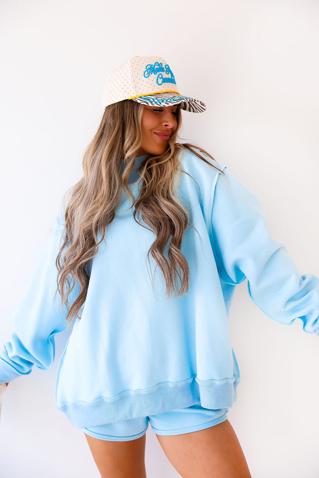 Weekend Reset Sweatshirt- Light Blue