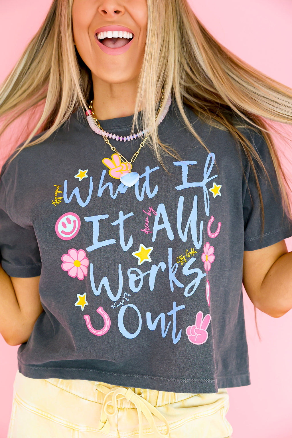 What If It All Works Out Cropped Tee – Dark Grey