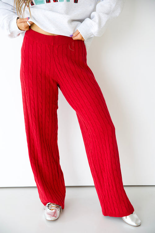 Winter Wishes Sweater Pants- Red