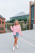 Baby Pink Button Down Thermal Top