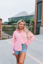 Baby Pink Button Down Thermal Top
