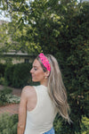 Waffle Knit Rhinestone Headband-Rosy