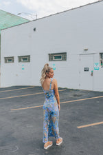 Fall To The Floor Floral Maxi Dress-Blue Mix